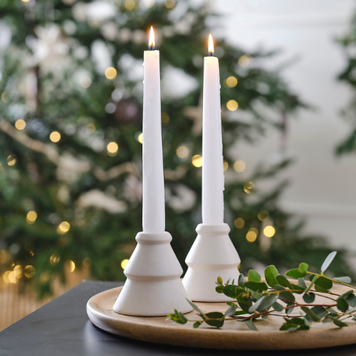 Weißer Weihnachtsbaum-Kerzenhalter (2 Stück) White Christmas Ginger Ray