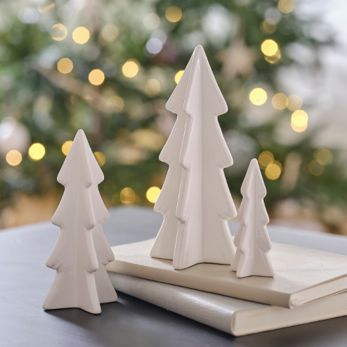 Weiße Weihnachtsbäume aus Keramik (3 Stück) Ginger Ray