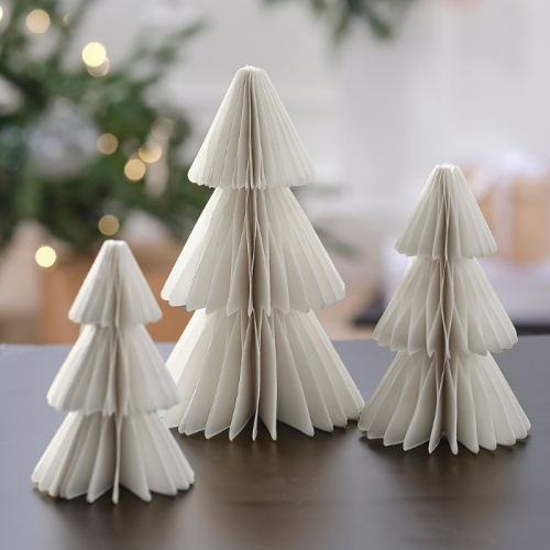 Weihnachtsbaumanhänger mit Wabenmuster White Christmas (3 Stück)
