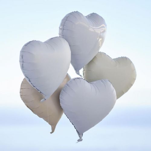 Folienballons Herzen Creme Mix (5Stk) Verliebt Ginger Ray