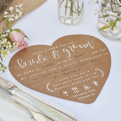 Wedding wishes kraft hart (12st) Rustic Country