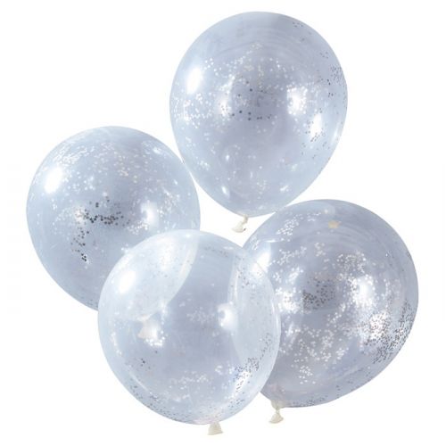 Konfetti Luftballons glitter silber (5Stk) Silber Weihnachten