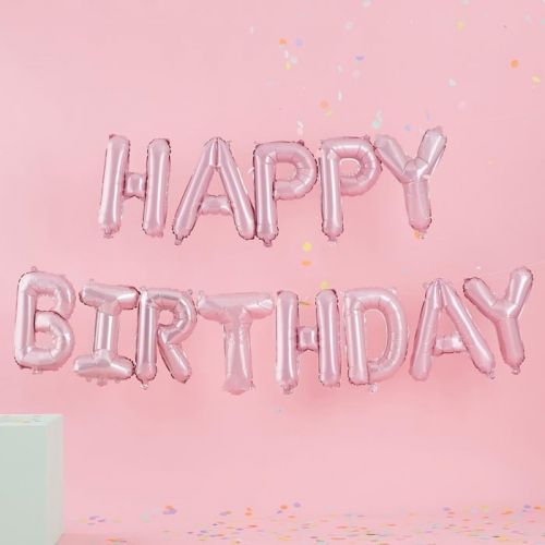Folieballonnen roze Happy Birthday Pastel Party Ginger Ray