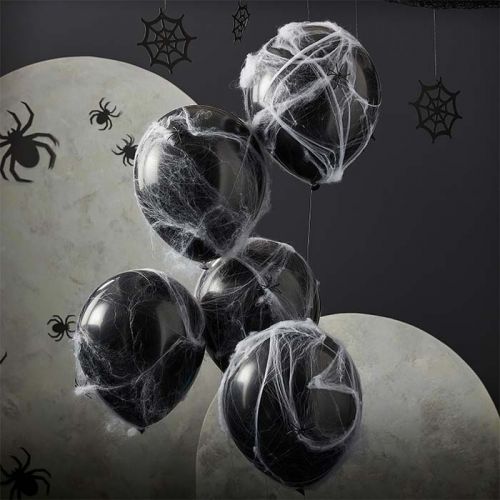 Ballonnen Fright Night met spinnenwebben (5st) Ginger Ray