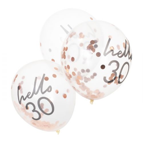 Konfetti Ballons Hello 30 rosa Mix It Up (5Stk) Ginger Ray