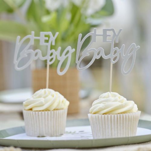 Cupcake Picks Hey Baby Botanical Baby Ginger Ray
