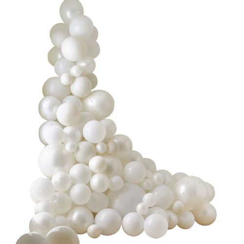 Ballonbogen Weiß & Creme mit Perlen Ginger Ray