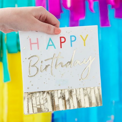 Servetten Happy Birthday Fringe Mix it Up Brights (16st)