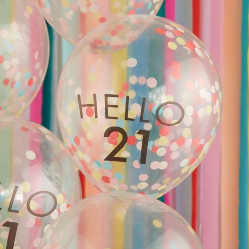 Konfetti-Ballons Hallo 21 Mix it up Brights Ginger Ray