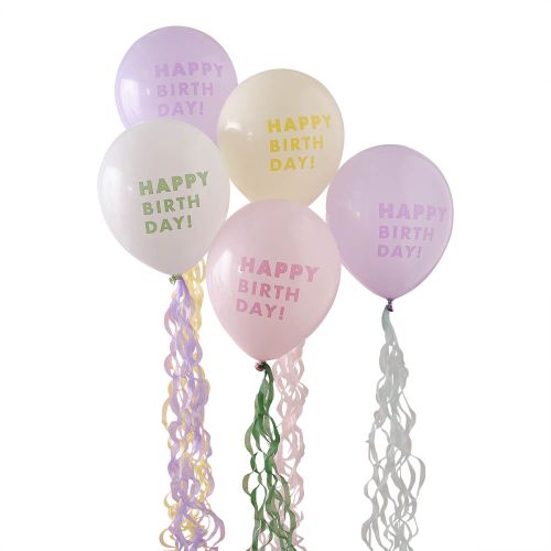 Ballon Mix Happy Birthday Pastell Welle Ginger Ray