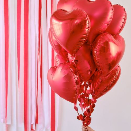 Folienballons Herz rot mit Herzschleife (12 Stück) Be Mine Ginger Ray