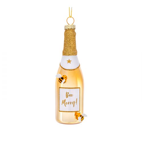 Weihnachtsaufhänger Sektflasche mit Bienen Gold Sass & Belle