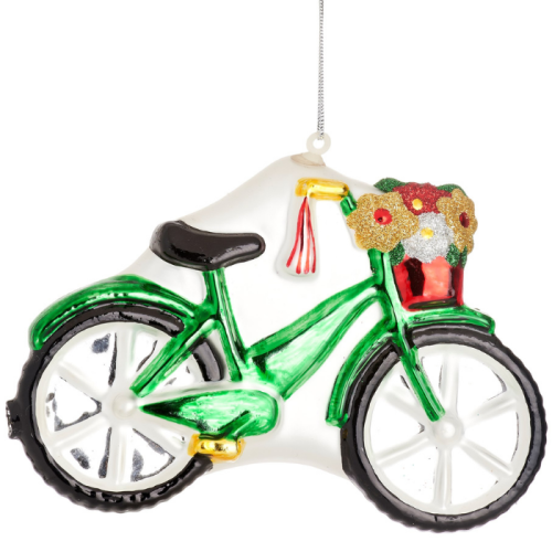 Weihnachtsbaumhänger Fahrrad mit Blumenkorb