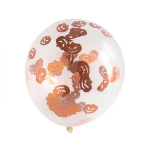 Luftballons mit Kürbis-Konfetti (4 Stück)