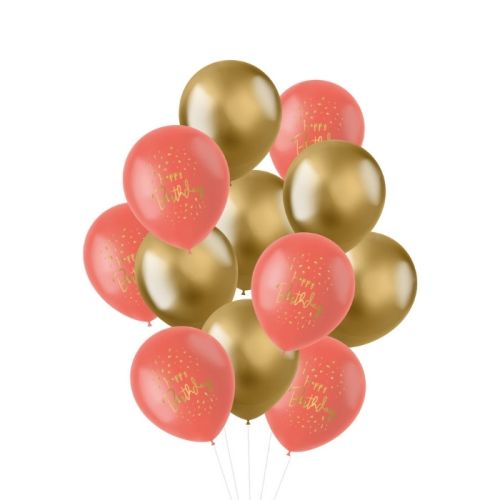 Luftballons Mix Happy Birthday goldene Dämmerung (12pcs)