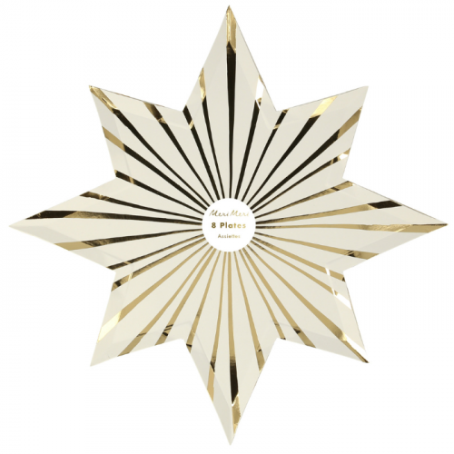 Gold Stripe Stars Teller (8 Stück) Meri Meri