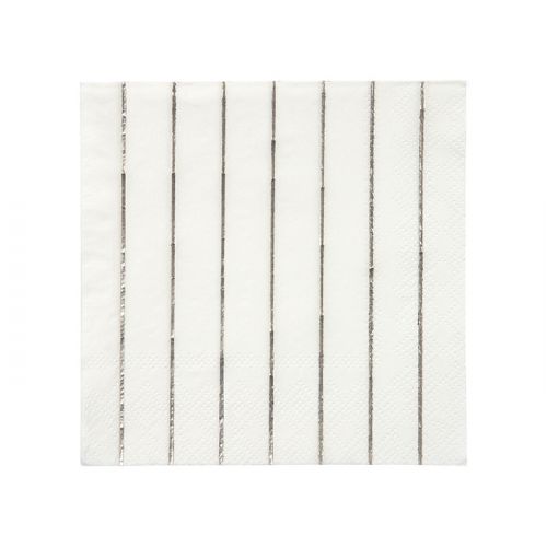 Gebäckservietten Silver Stripe (16 Stück) Basics Meri Meri