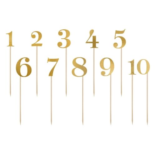 Tischnummern Gold 1-10