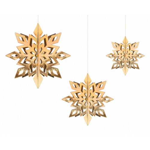 Hangdecoratie Snowflakes goud (6st)