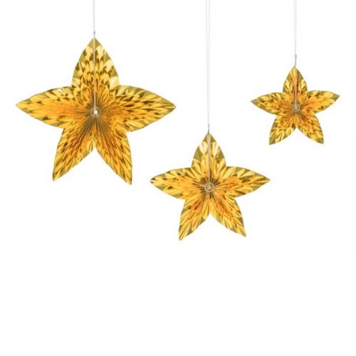 Papierfächer Sterne gold (3 Stück)
