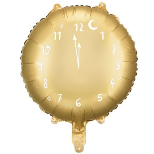 Folienballon Happy New Year Uhr gold 45cm