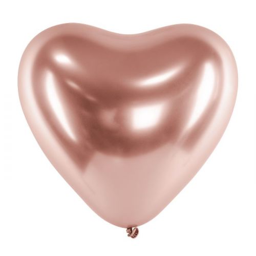 Glänzende roségoldene Herzballons (50 Stück)