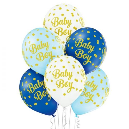Ballonnen Baby Boy dots (6st)