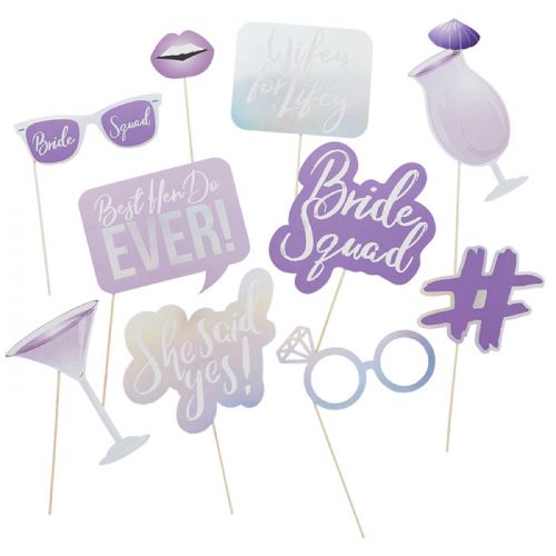 Party Props Bride Squad Paars (10st) Hootyballoo