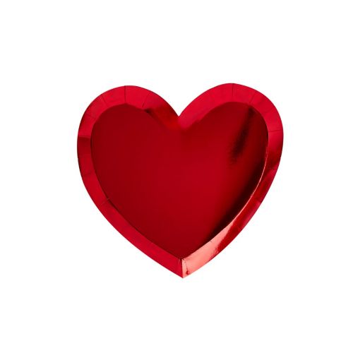Teller Herz rot mit Folie (8 Stk.) Hootyballoo