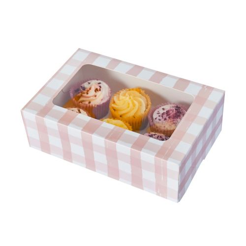 Cupcake Box Gingham (6 Stück) Sommer Picknick Hootyballoo
