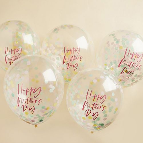 Konfetti Luftballons Happy Mother's Day (5Stk) Hootyballoo