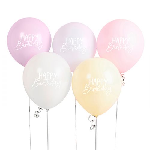 Ballons Happy Birthday Eco Regenbogen (5 Stück) Hootyballoo