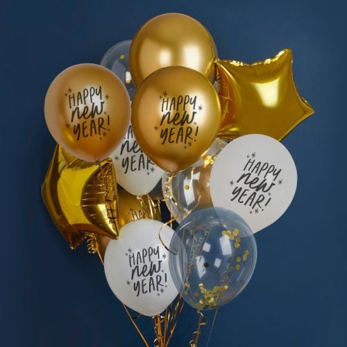 Silvester-Luftballons (12 Stück) Hootyballoo