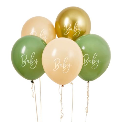 Luftballons Mix Salbei Babyshower (5Stk) Hootyballoo