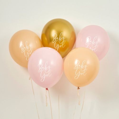 Luftballons Mix Pink Babyshower (5Stück) Hootyballoo