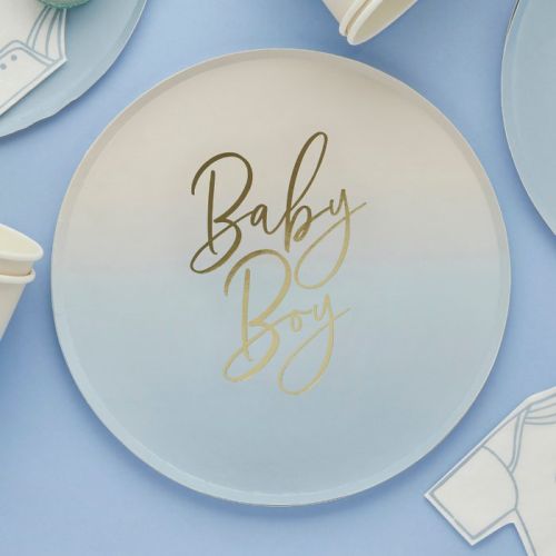 Blaue Babypartyplatten (8 Stück) Hootyballoo