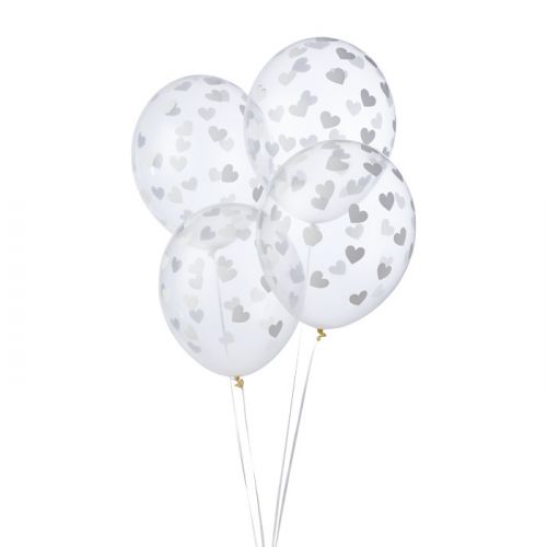 Transparente Luftballons Herzen (6 Stk.)
