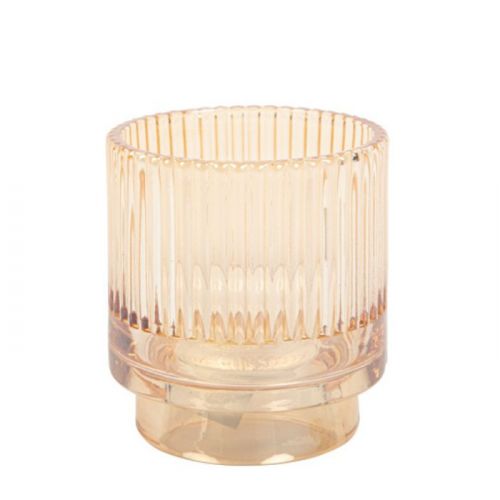 Teelichthalter Clarisse Rauchglas 9x8 cm
