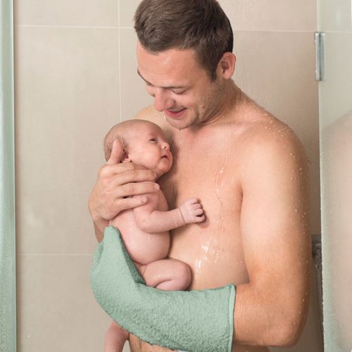 Baby Shower Handschuh Seal grau