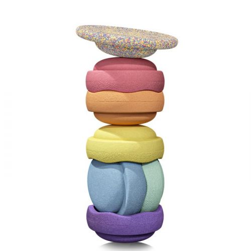 Stapelstein Stapelsteine Pastel Rainbow + Balancebrett