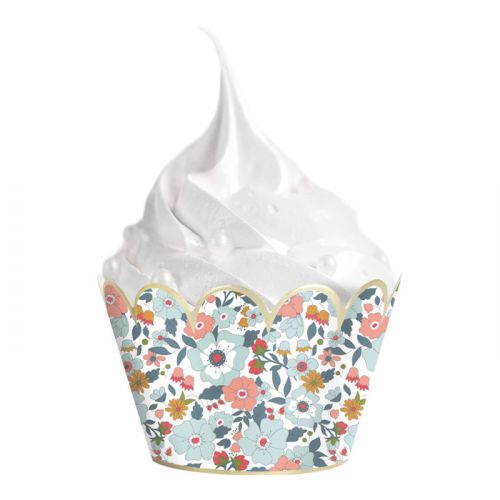 Cupcake-Wrapper Vintage Blumen (6 Stück)