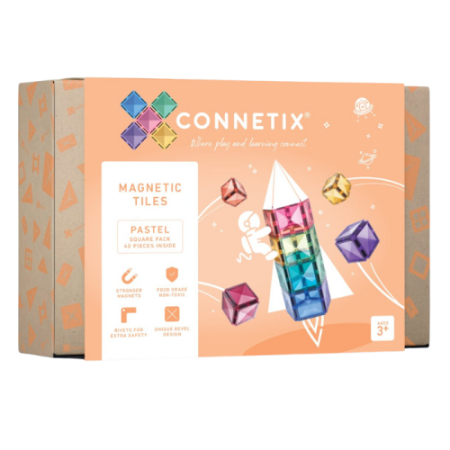 Connetix Tiles pastellfarbene quadratische Packung (40 Stück)