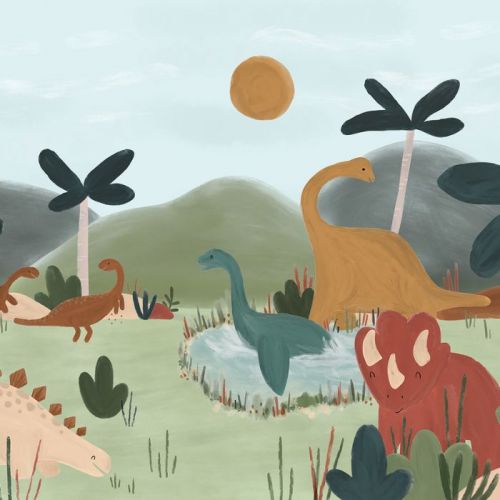 Lilipinso Panoramahintergrundbild Sonnige Dinosaurier