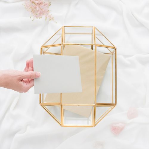Glas Briefumschlag Box geometrisch gold