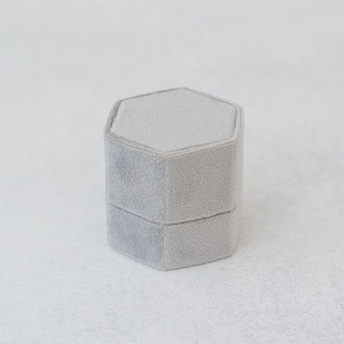 Samt Ring Box Sechseck Marmor Grau für immer Box