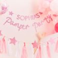 Girlande mit Namen rosa Glitter Pamper Party Ginger Ray