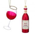 Weihnachts-Anhänger-Set Rotwein und Glas Sass & Belle