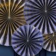 Papierfächer dunkelblau-gold (4St.) Golden Grid