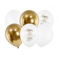 Luftballons Mix Happy Birthday To You weiß-gold (6Stk)