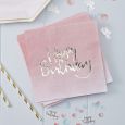 Happy Birthday Servietten ombre Pink - Gold (20Stück) Ginger Ray